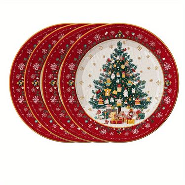VIKAMA 4-Piece Christmas Snowflake Gold-Edged Placemats Holiday Tableware For Family Gatherings And Party Table Decor_voghion.com