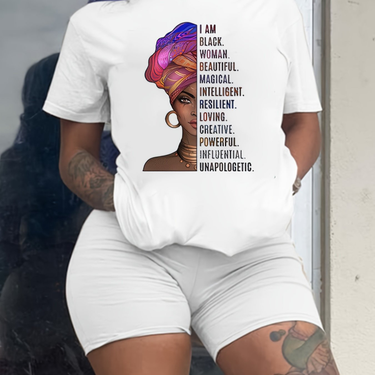 Women's top black African white round neck half sleeve_viptrois.com