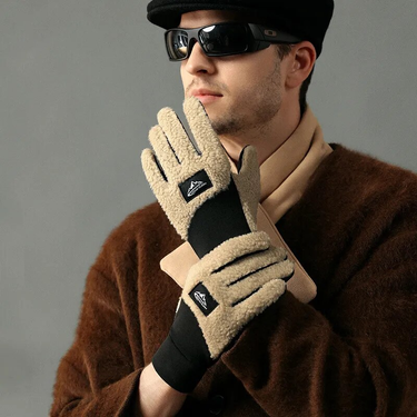Winter Fleece Motorcycle Thermal Warm Polar Teddy Veet Mittens For Men Women Snow Sports Gloves_voghion.com