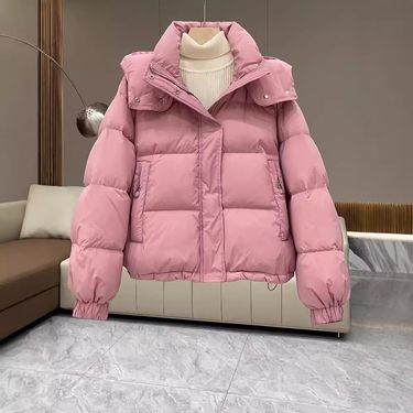 Women's Plus Size Hooded Cotton Coat Winter Short Puffer Jacket Casual Loose Fit Outerwear For Petite Ladies_ecoleips.com