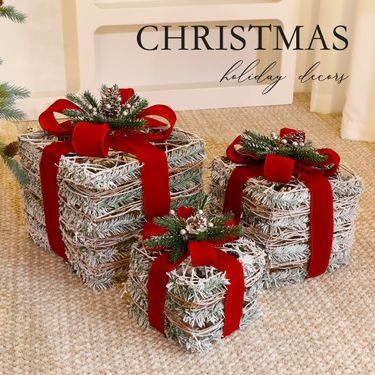 Christmas Decoration Gift Box Set (3-Piece) – Festive Holiday Ornaments, Tree Decor & Party Supplies In 10 Elegant Styles_voghion.com
