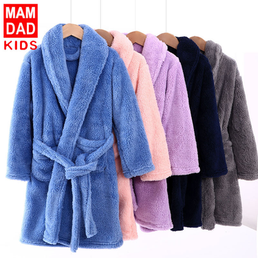 Parent-child autumn and winter velvet nightgown boys and girls pajamas baby warm bathrobe new adult nightgown new style_voghion.com