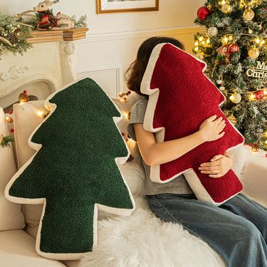 Christmas Tree Special Shaped Plush Pillow Home Living Room Sofa Christmas Atmosphere Decorative Pillow Cushion_voghion.com