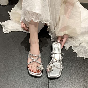 Rhinestone Ladies,Fairy Slippers,2025 New Summer French Sandals Fashionable And Exquisite Casual Versatile Wear Comfortable Lightweight_voghion.com
