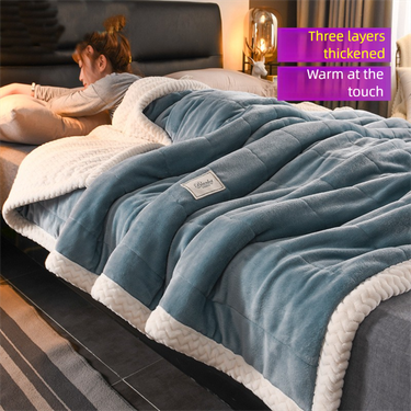 Thick Coral Fleece Quilted Blanket For Winter | Warm Sofa Nap Office Dormitory Single Small Bed Cover_voghion.com