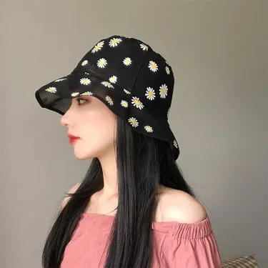 New Arrivals Daisies Bucket for Women Soft Transparent Mesh Panama Bob Caps Girls Breathable Summer Sunshade Fishermen Beach Sun Hats_voghion.com