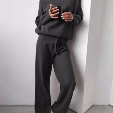 Women's clothing casual fashion suit for women turtleneck solid color sweater and knitted pants for women_voghion.com