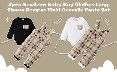 Mother & Kids European and American baby girl plaid overalls long-sleeved romper suit casual baby girl two-piece suit_voghion.com