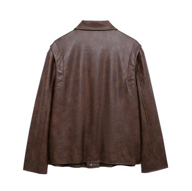 Women s clothing autumn and winter new item composite American leather shirt jacket_voghion.com