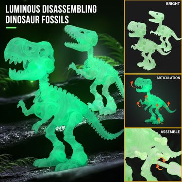 Science And Education Educational DIY Screws Assembly Luminous Dinosaur Skeleton Fossil Disassembly Toy_voghion.com