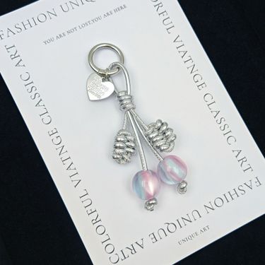 Bag Pendant Leather Rope Woven Crystal Cherry Bag Pendant, Car Mobile Phone Keychain_voghion.com