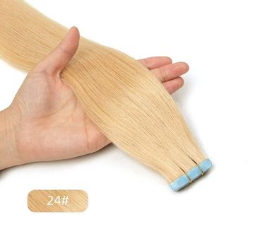 Invisible #24 Blonde Tape in Hair Extensions Straight 100% Real Human Hair Seamless Skin Weft Tape Hair Extension 20pcs/Pack_voghion.com