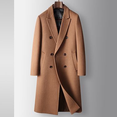 Men's Clothing Men's autumn and winter long over the knee double breasted wool windbreaker youth white duck Silk cotton lining warm woolen coat_voghion.com