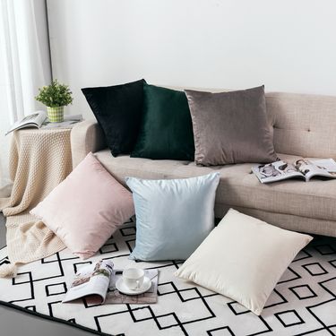 Nordic light luxury solid color thickened Dutch velvet pillow colorful plush sofa cushion bedside cushion_voghion.com