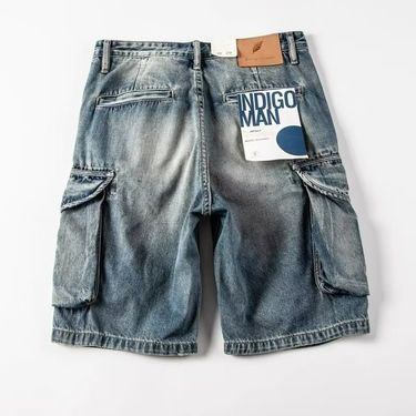 Men's Clothing style heavy washed distressed denim shorts_mkmklike.com