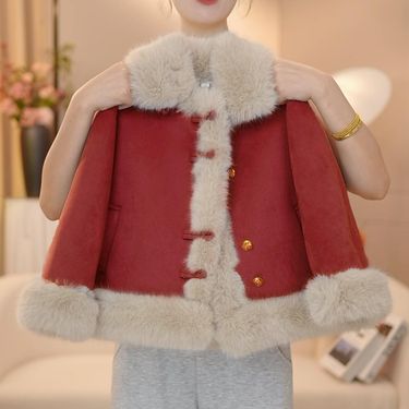 Mother & Kids Girls' Winter Faux Fur Lined Coat - Warm Fleece Jacket For Big Kids & Teens, Stylish & Cozy Outerwear In Red, Purple, Pink_voghion.com