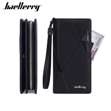 New men's long wallet baellerry cross-border multi-card slot zipper clutch business plain handbag men_voghion.com