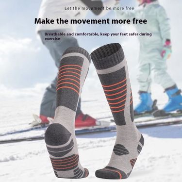 Two Woes Men's Skiing Outdoor Warm Towel Bottom Thick Sports Sweat Absorbing Long Tube Cotton Soc_voghion.com