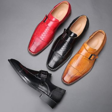 Spring New Business Casual Men's Shoes British Pointed Toe Leather Shoes Men's Belt Buckle Trendy Shoes Men's Cross-border Generation_voghion.com