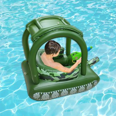 Inflatable Kids' Water Tank Float - Ride-On Pool Toy With Water Spray Gun For Outdoor Swimming & Splash Play_voghion.com