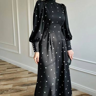 Women's Clothing Spring New Women's Dress Fashion Print Round Neck Long Sleeve Temperament Dress_voghion.com
