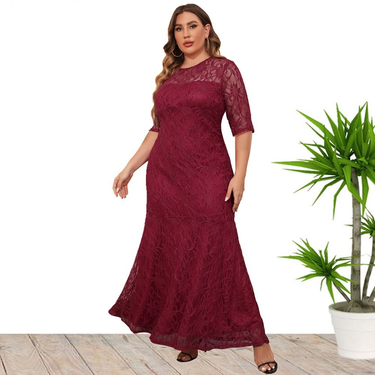 2023 Women's New Lace Evening Dress Bridesmaid Plus size Dresses_voghion.com