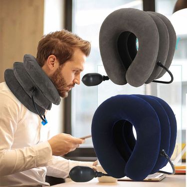 Cushion Iatable Air Cervical Neck Traction Device Body Relaxing Tractor Support Massage NECK Pillow_voghion.com