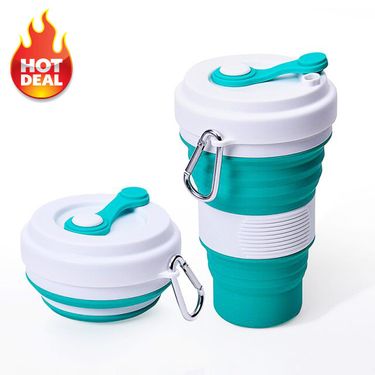 550ml outdoor travel silicone folding water cup Travel lifestyle items shrink coffee cup Creative gifts_viptrois.com
