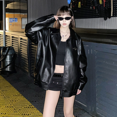 Premium for men and women with American motorcycle style lapel PU leather jacket 507-2-PY6807-P80_voghion.com