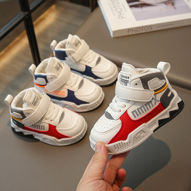 2024 spring and autumn children's leather basketball shoes boys' high-top sneakers training running shoes for small and medium-sized children_voghion.com