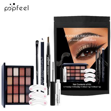 Makeup Sets POPFEEL Makeup Set Eye Shadow Lipstick Lip Gloss Eyebrow Pencil Eyeliner Combination Cosmetics Set_voghion.com