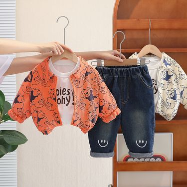 New Cartoon Children's 2024 Spring and Fashion Baby Girl Jacket Three Piece Set Autumn Collection_voghion.com