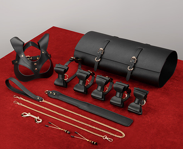 Good Quality High End PU BDSM Restraint Set 10 Pieces Bondage Kit with a Leather Pouch Sexy Valentine_voghion.com