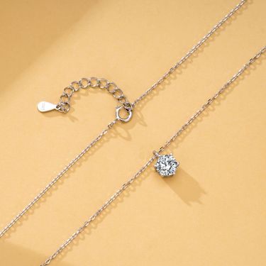 Classic Six-Prong Moissanite Necklace Simple New Style Inlaid With Diamonds Versatile S Pure Silver Single Diamond_voghion.com