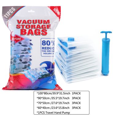 7-11PCS Vacuum Bag Reusable Vacuum Storage Bags For Cloth Compressed Bag With Hand Pump Travel Save Space Seal Blanket Organizer_voghion.com