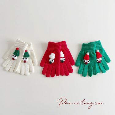 New2024 Christmas Red Finger Gloves Female Winter Student Cute Couple Korean Version Thick Cycling Warmth Touchable_voghion.com