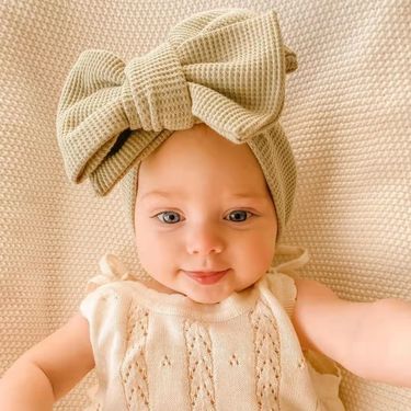 Infant And Toddler Oversized Bow Headband Children's Waffle Knitted Knotted Headband Fontanelle Protection Hair Ornament Head Flower_voghion.com