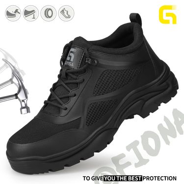 GUYISA Safety Shoes Men's Steel Toecap Wear-resistant Soft Black Work Shoes_voghion.com