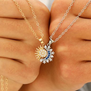 New Stainless Steel Magnetic Sun Moon Couple Necklace Fashion Chain For Men And Women Good Friend Gifts Trend Jewelry_voghion.com