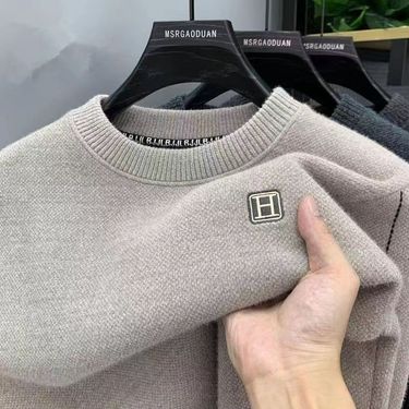 2024 Winter One piece Round Neck Sweater Men's Thickened Velvet Warmer Knitted Shirt Hoodie Undercover_voghion.com
