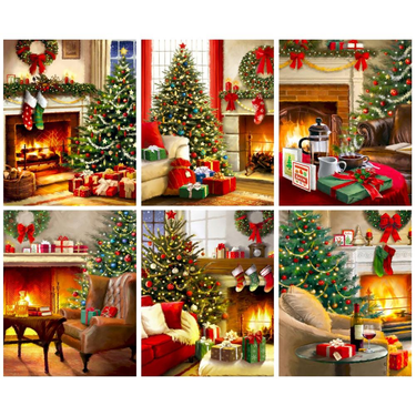 RUOPOTY Oil Paint By Numbers For Kids Picture Drawing Christmas Tree And Stove Painting Numbers Unique Gift_voghion.com