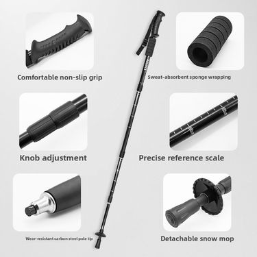 Aluminum Alloy Trekking Poles With Straight Handle, Ultra-light, Extendable, Outdoor Hiking Walking Sticks For Mountain_voghion.com