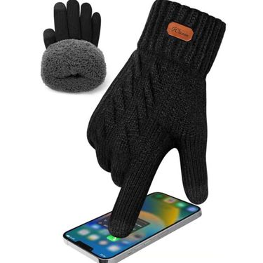 Unisex Touch screen knit Autumn winter men's cycg and driving with fleece thickened student cold warm gloves_voghion.com