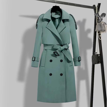 Women's Clothing Women's mid length trench coat 2024 autumn and winter slim waist slimming atmospheric ladies warm student jacket_voghion.com