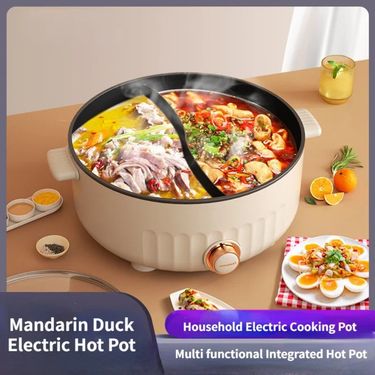 Yuanyang Electric Hot Pot Household Electric Cooking Pot Multi Functional Integrated Hot Pot Non Stick Electric Hot Pot 6L_voghion.com