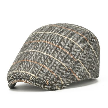 New color line grid men's and women's fashionable Korean version versatile forward duckbill hat outdoor leisure sun_voghion.com