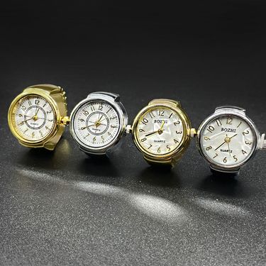 Finger Watches Selling Round Golden Silvery Quartz Men's And Women's Simple Ring Watches_voghion.com