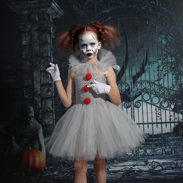 Clown girl dress children's mesh princess dress suit children's Halloween performance costume_voghion.com