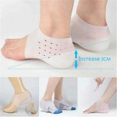 Unisex Invisible Height Increase Silicone Socks Gel Pads Heel Cushion Soles Insole Foot Massage Orthopedic Arch Support_voghion.com