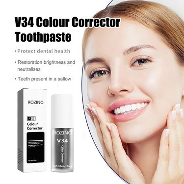 Hot selling v34 whitening black toothpaste color essence tooth yellow stain removal batch_voghion.com